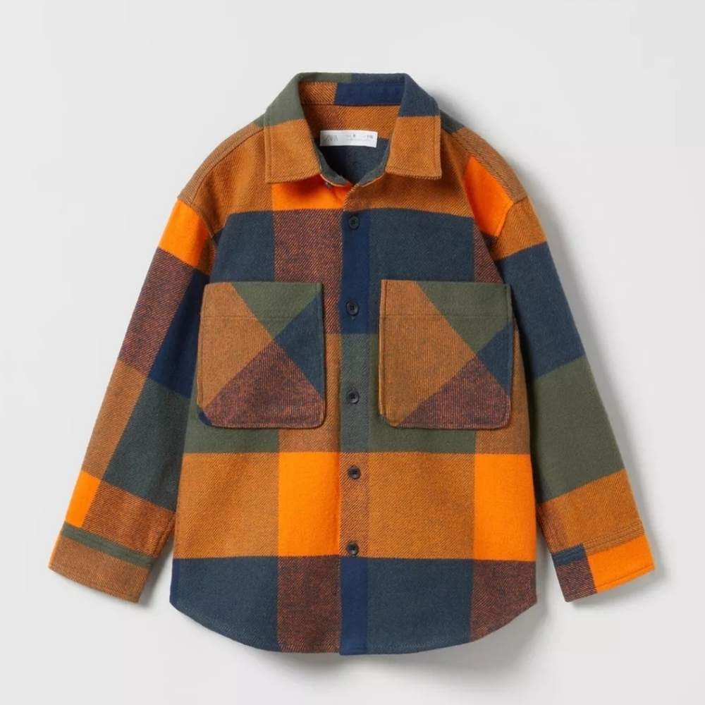 Zara Kids Flannel Plaid Button Down OverShirt 11-12 Years Old